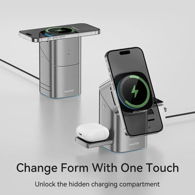 Qi2 Auto-Rotate Touch Magnetic 3 in 1 Wireless Charger Fast Charging 15W for Iphone 12/13/14/15/16, for Iwatch & Airpods