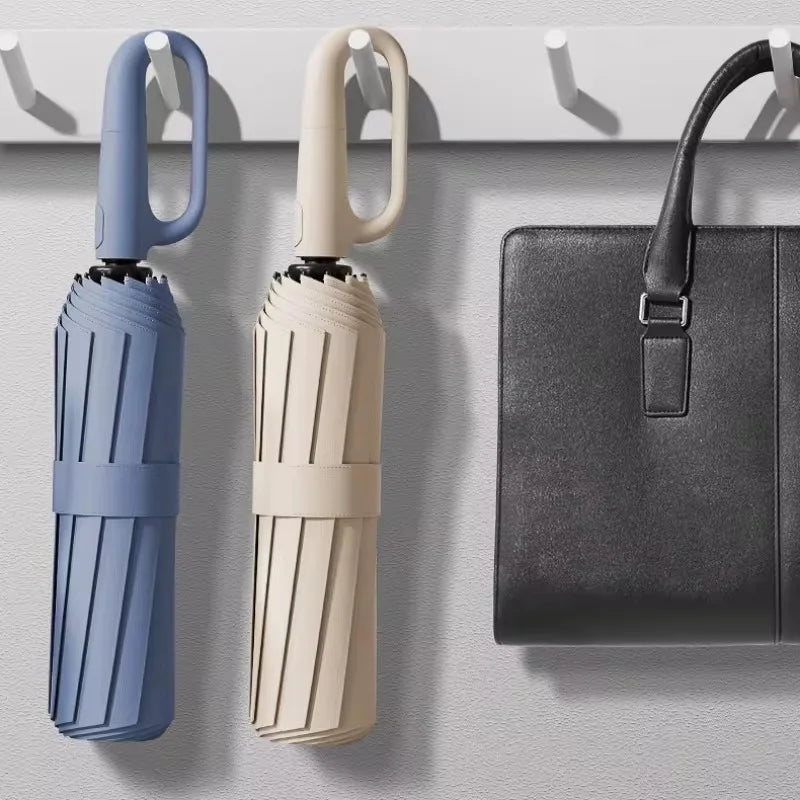 Strong Windproof Automatic Umbrella Sunshade UV Protection Folding Men'S Umbrella Buckle Rain Large Parasol for Women