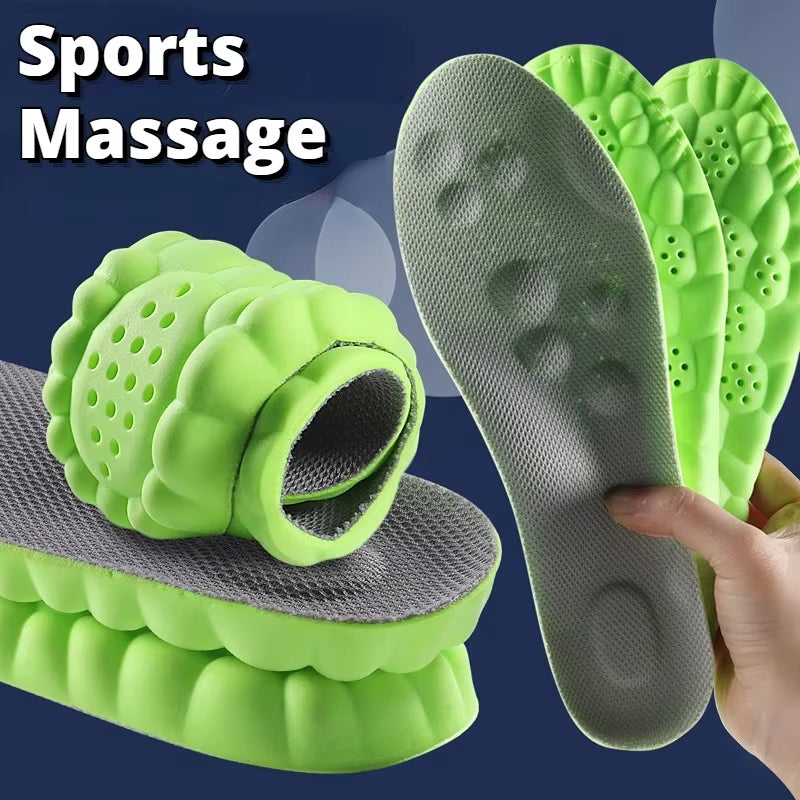 Large Size 4D Sports Massage Insoles EU47-48 for Adults High Elastic Soft Deodorization Massage PU Running Football Shoe Pads