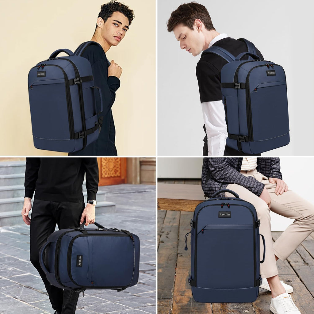 18 Inch Travel Laptop Backpack for Women Men，Business Travel Backpack Fit Flight Approved Water Resistant Computer Backpack Suitcase Backpack Blue