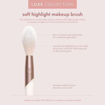Luxe Soft Highlighter Makeup Face Powder Brush, Sheer, Luminous Glow, Premium Quality Makeup Brush, Ultra Soft, Synthetic Bristles, Eco Friendly Face Brush, Cruelty-Free, 1 Count