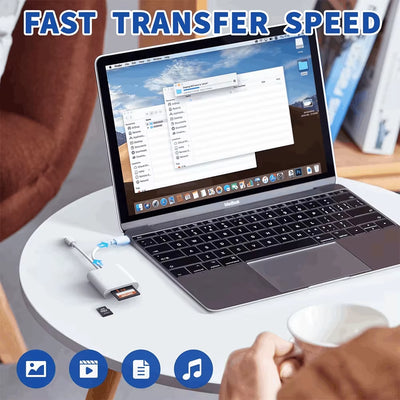 2-In-1 Card Reader, Lightning & USB-C SD/TF Card Adapter, Dual Slot Multi-Card Reader, Plug & Play for Iphone Samsung Xiaomi