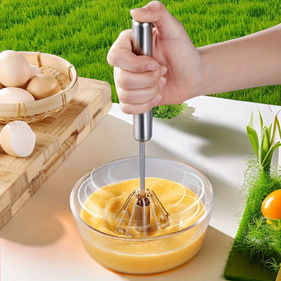 Durable Stainless Steel Semi-Automatic Egg Beater for Effortless Mixing and Beating in Kitchen Baking