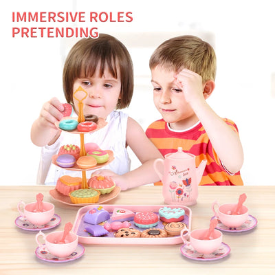 7 Afternoon Tea Sets Kid Pretend Play Toys Girls Play House Kitchen Food for Children Party/Picnic Gift Simulation Cup Cake