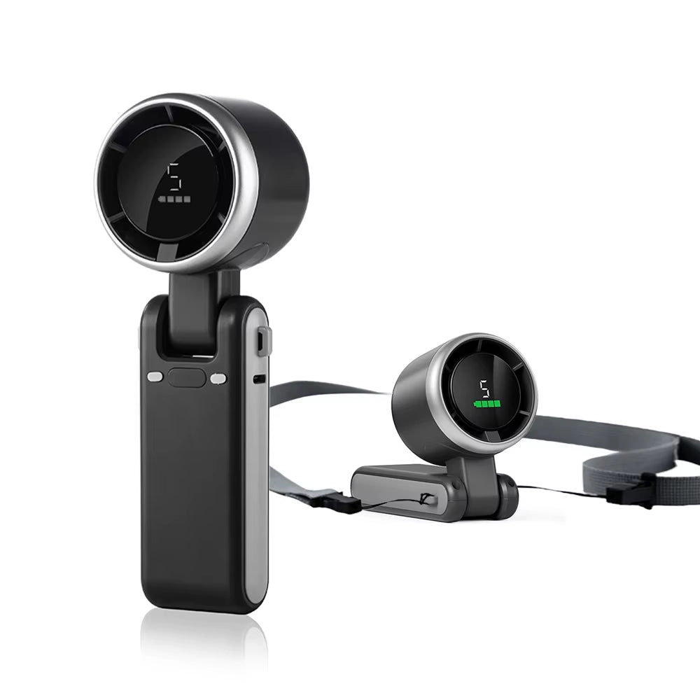 Portable Turbo Fan Mini Hanging Neck Fan 3600Mah USB Rechargeable Handheld Air Cooling Fan with 5 Gear for Summer Handheld Fan