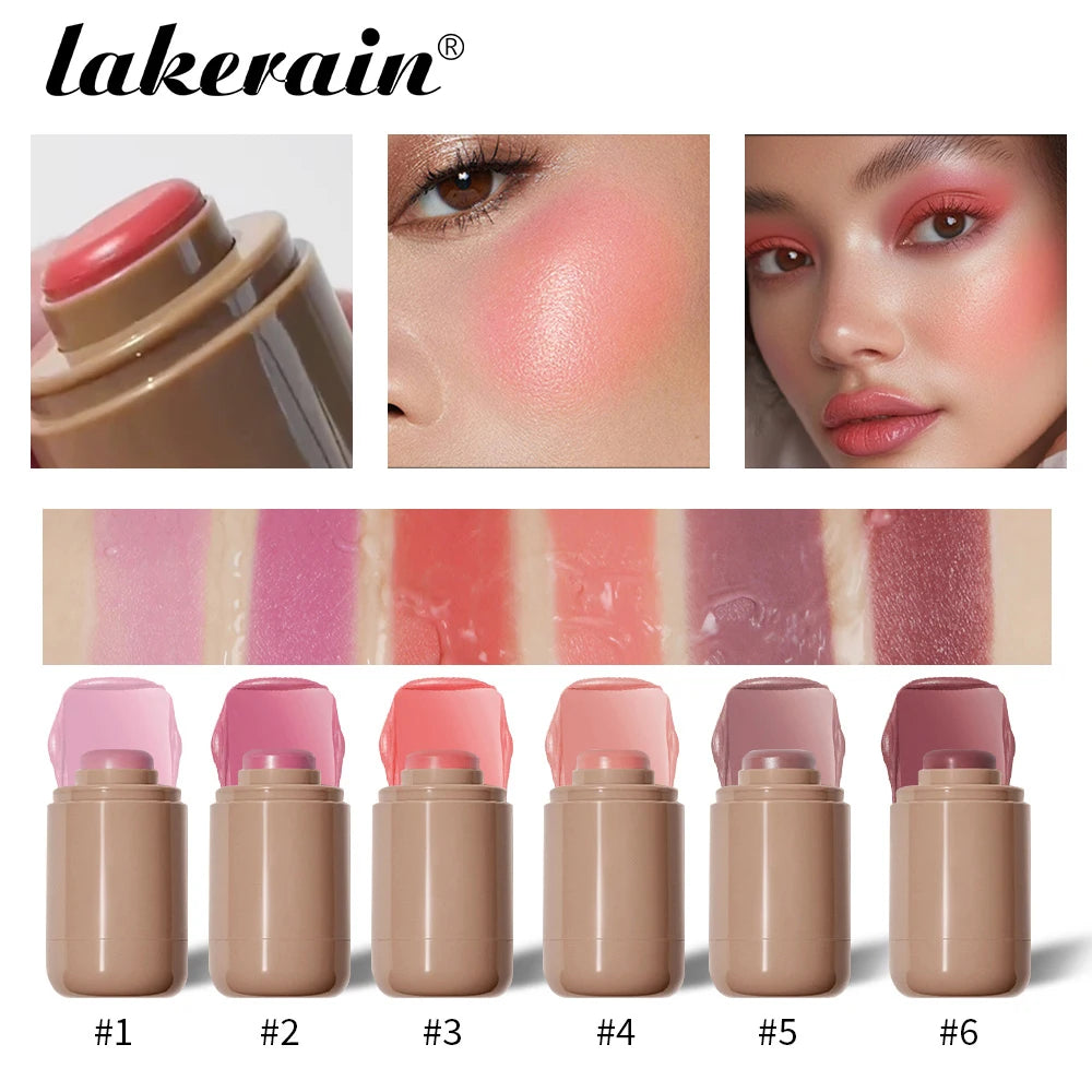 3In1 Cheek Lip Tinted Moistured Blush Stick Waterproof Easy Color Rouge Silky Smooth Blusher Cream Matte Contour Makeup