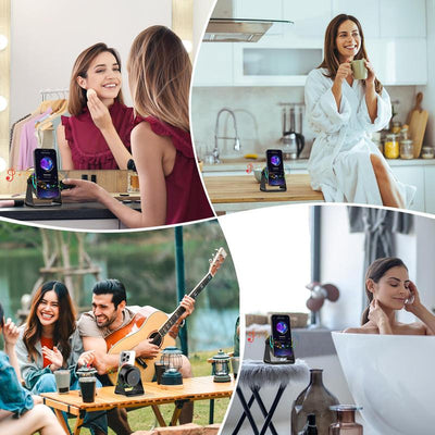 GIM Wireless Induction Audio Bluetooth Speaker, Cellphone Holder,Mobile Tablet Stand with Colorful Ambient Light,Gifts for Friend, Family