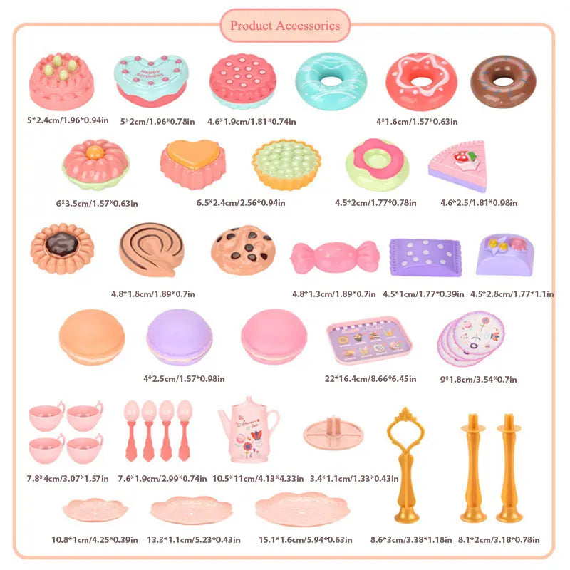 7 Afternoon Tea Sets Kid Pretend Play Toys Girls Play House Kitchen Food for Children Party/Picnic Gift Simulation Cup Cake