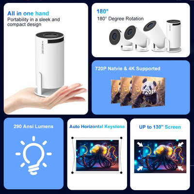 Projector HY300 Pro 4K Android 11 Dual Wifi6 290ANSI Allwinner H713 BT5.0 1080P 1280*720P Home Cinema Outdoor Projetor
