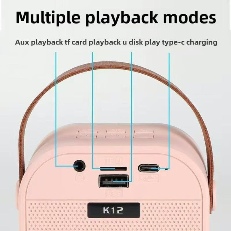 Mini Karaoke Machine with Microphone Sound System, Portable Karaoke Machine with 2 Wireless Microphones, Birthday Gifts for Girls and Children Aged 4-12, Family Gatherings Mini Karaoke