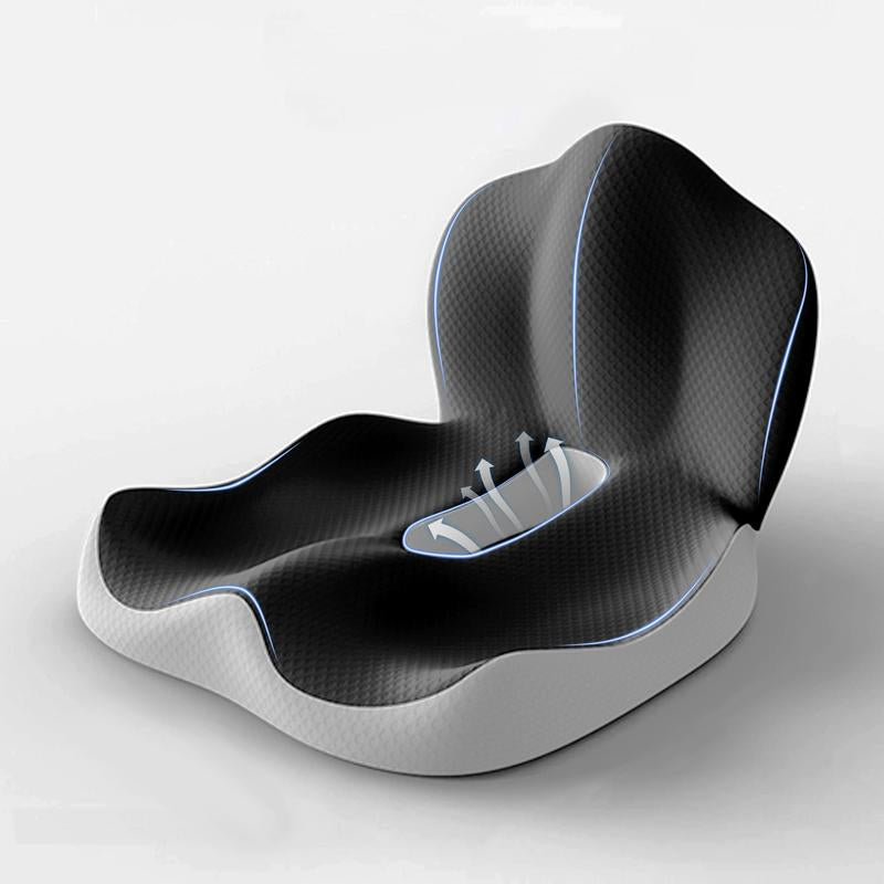 Ergonomic Seat Cushion with Lumbar Support Memory Foam Non-Slip Washable Skin-Friendly Cover for Sciatica Back Pain Relief Car Travel Wheelchair