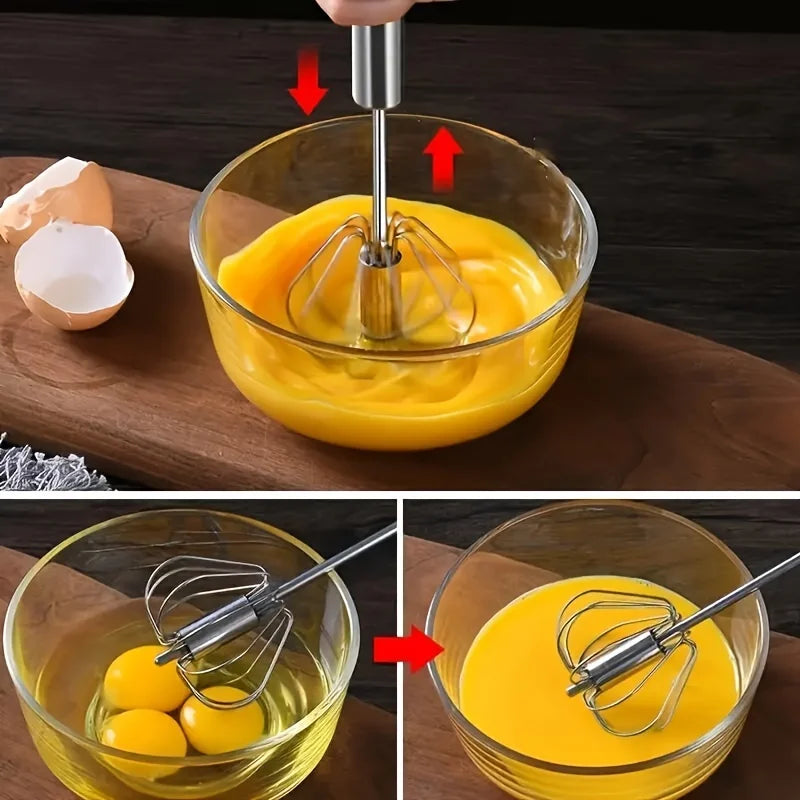 Durable Stainless Steel Semi-Automatic Egg Beater for Effortless Mixing and Beating in Kitchen Baking