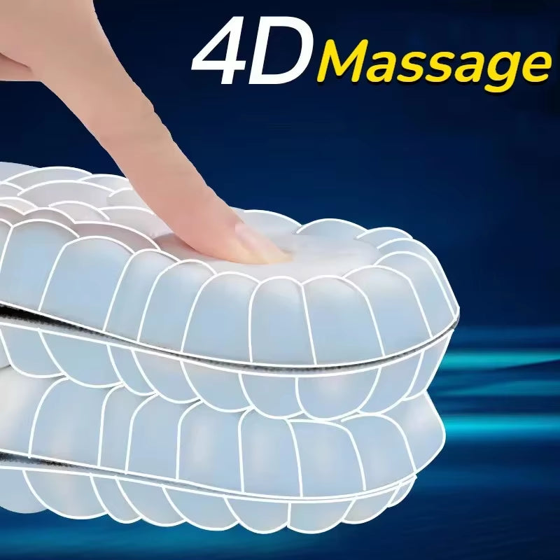 Large Size 4D Sports Massage Insoles EU47-48 for Adults High Elastic Soft Deodorization Massage PU Running Football Shoe Pads