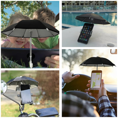 Creative Mini Umbrella Phone Stand, Universal Waterproof Holder for Smartphones, Portable Outdoor Rain & Sun Accessory