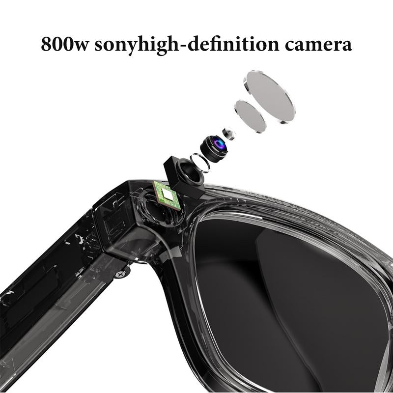 Alano World Touch-Control Smart Glasses with HD Cameras, Bluetooth Voice Communication, Lightweight Design, Dual Interchangeable Lenses, Day/Night Switch, and Surround Sound Speakers