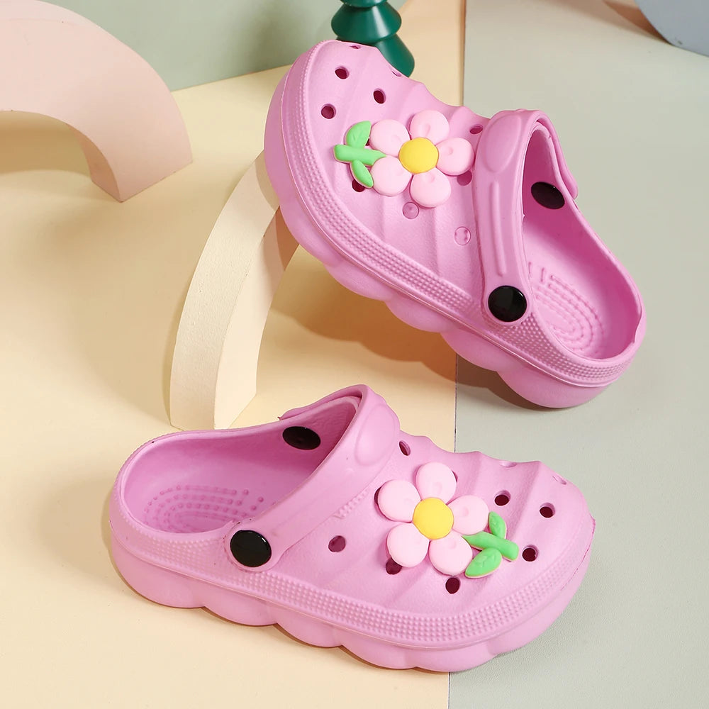 New Non-Slip Girls Sandals Garden Shoes Cute Big Flower Children Sandals Kids Slippers Beach Kids Outdoor Sandals Summer Product