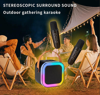 Mini Karaoke Machine with Microphone Sound System, Portable Karaoke Machine with 2 Wireless Microphones, Birthday Gifts for Girls and Children Aged 4-12, Family Gatherings Mini Karaoke