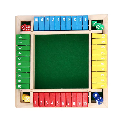 Arithmetic Dice Board Game Four-Sided Flip Card Games Box Dice Toys Wooden Flaps Dices 4 Players Party Number Game Board Games