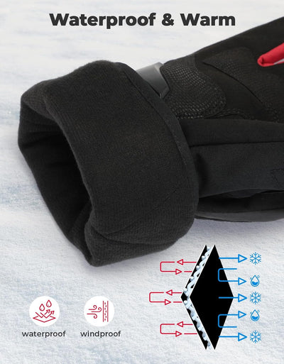 Motorcycle Gloves for Men Women Rainproof Riding Gloves with Touchscreen Waterproof Warm Anti-Slip Motorcycle Gloves for ATV Snowmobile Skiing Riding