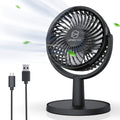 Mini Desk Fan, USB Powered Desktop Fan with 4 Speeds, Small but Powerful Strong Airflow Work Quiet, 310° Adjustment, Portable Personal Air Circulator Fan for Desktoptable Office Bedroom-Black