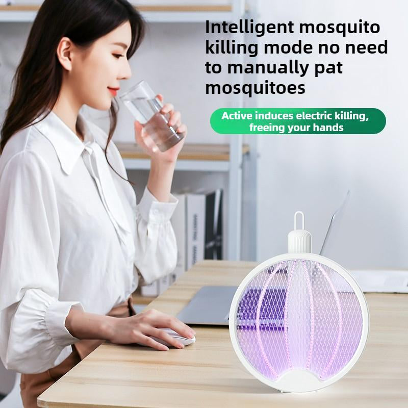 Multifunctional Electric Mosquito Swatter - Lightweight, Foldable, USB Type-C, Versatile Stand or Hang Design, Silent Mosquito Repellent for Home and Camping in Summer