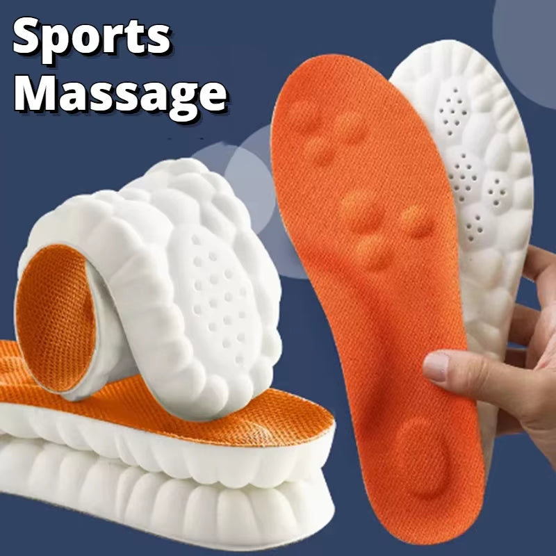 Large Size 4D Sports Massage Insoles EU47-48 for Adults High Elastic Soft Deodorization Massage PU Running Football Shoe Pads