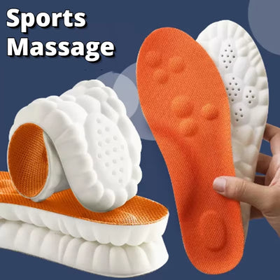 Large Size 4D Sports Massage Insoles EU47-48 for Adults High Elastic Soft Deodorization Massage PU Running Football Shoe Pads