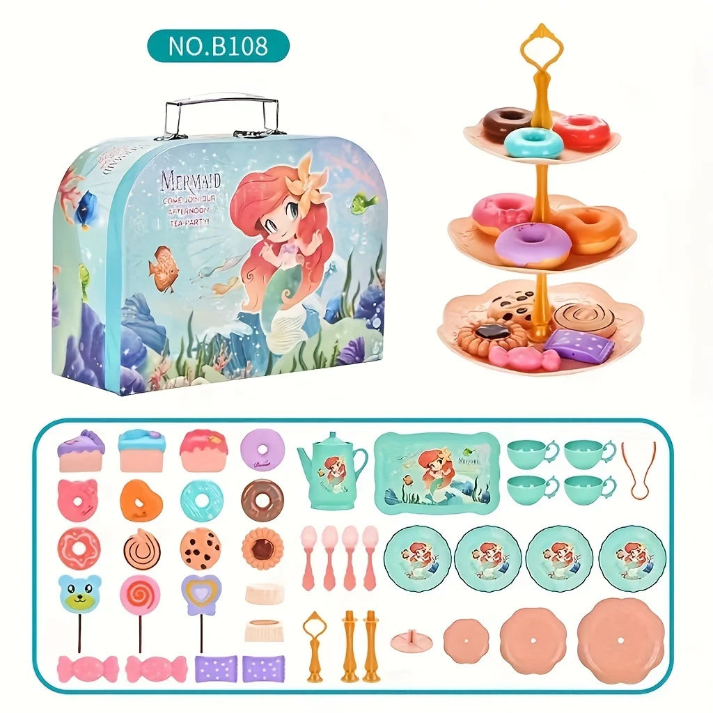 7 Afternoon Tea Sets Kid Pretend Play Toys Girls Play House Kitchen Food for Children Party/Picnic Gift Simulation Cup Cake