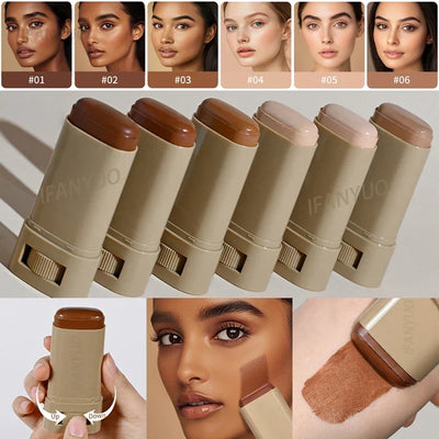 6Color Tinted Foundation Cream Stick Waterproof Lasting Oil-Control Cover Acne Makeup Smooth Moisturize Concealer Serum Balm