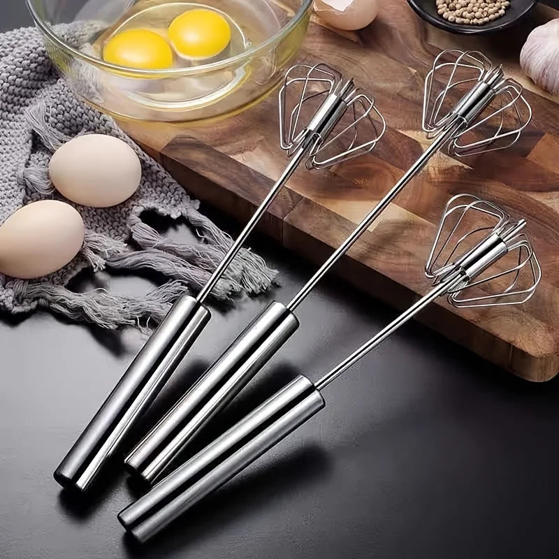 Durable Stainless Steel Semi-Automatic Egg Beater for Effortless Mixing and Beating in Kitchen Baking