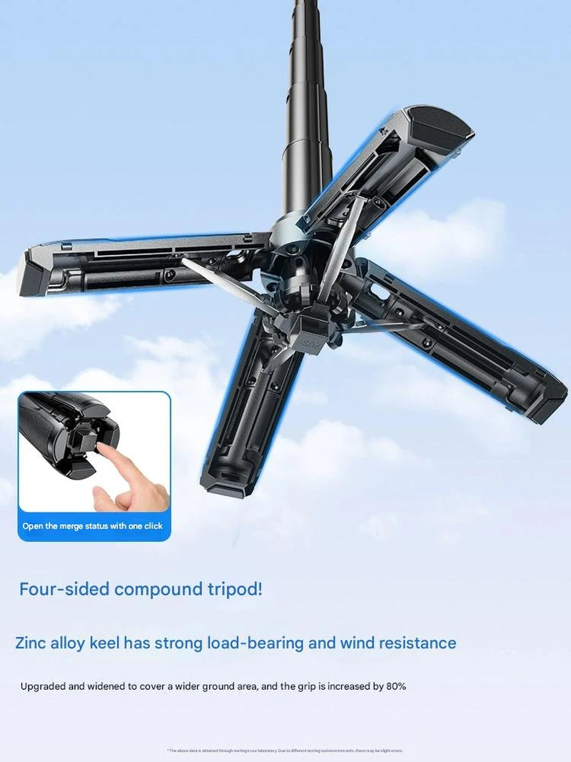 4-in-1 Multifunctional Selfie Stick with Wireless Remote Control, Magnetic Cell Phone Clip, and 360° Rotation