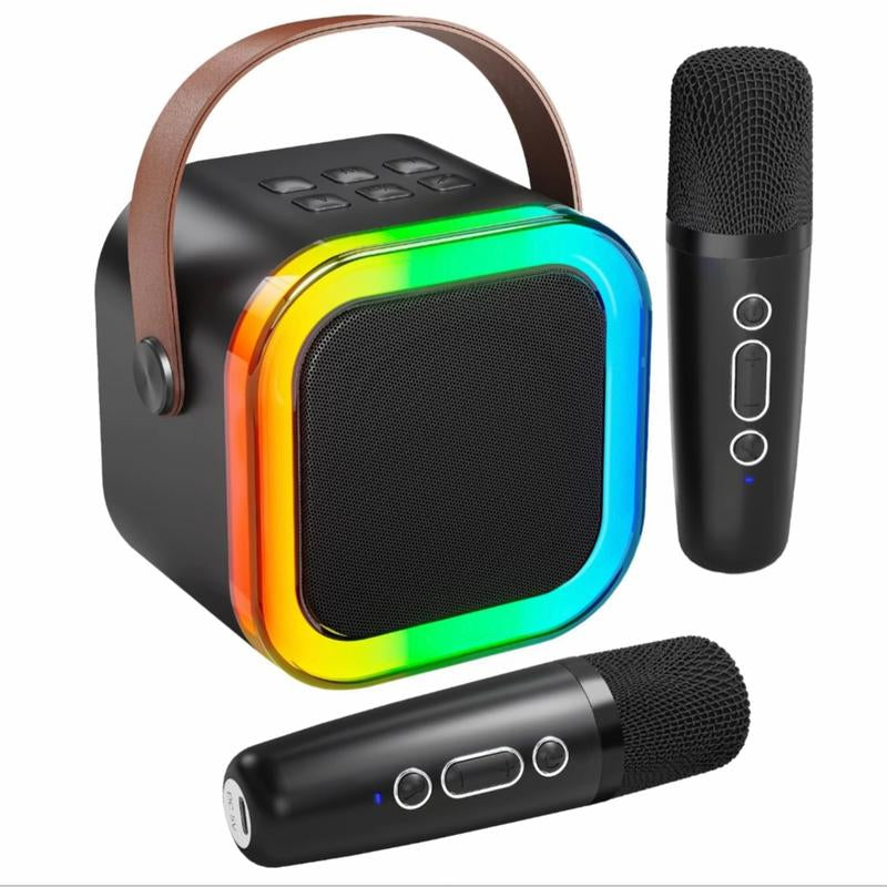 Mini Karaoke Machine with Microphone Sound System, Portable Karaoke Machine with 2 Wireless Microphones, Birthday Gifts for Girls and Children Aged 4-12, Family Gatherings Mini Karaoke