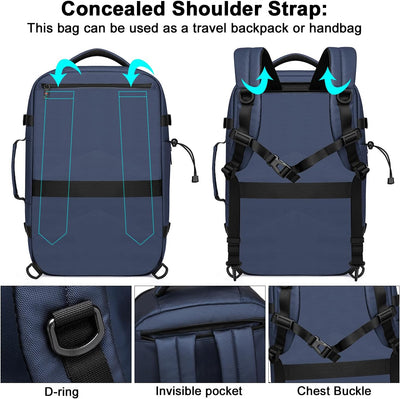 18 Inch Travel Laptop Backpack for Women Men，Business Travel Backpack Fit Flight Approved Water Resistant Computer Backpack Suitcase Backpack Blue