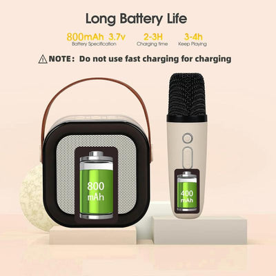 Mini Karaoke Machine with Microphone Sound System, Portable Karaoke Machine with 2 Wireless Microphones, Birthday Gifts for Girls and Children Aged 4-12, Family Gatherings Mini Karaoke