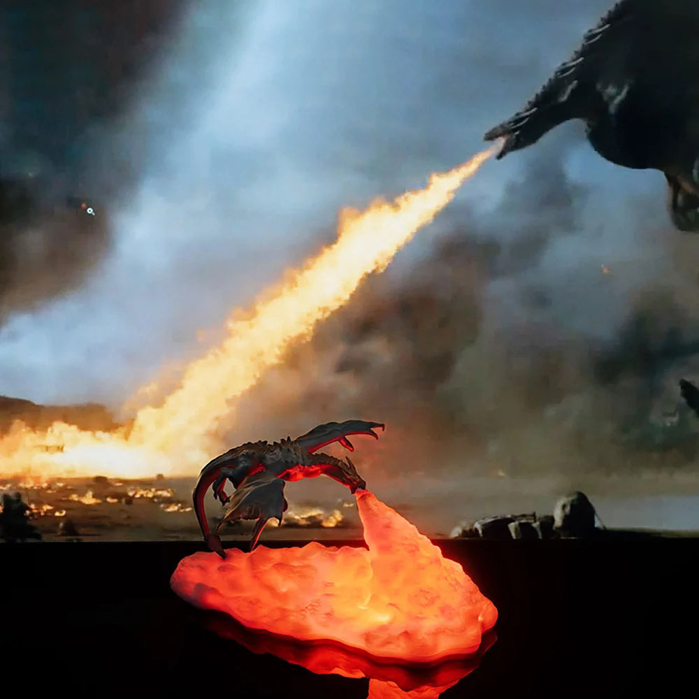 3D Printed Fire Dragon Lights, LED USB Rechargeable Desktop Lamp for E-Sport Child Gifts Murder Mystery Game Camping Gaming Deco