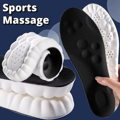 Large Size 4D Sports Massage Insoles EU47-48 for Adults High Elastic Soft Deodorization Massage PU Running Football Shoe Pads