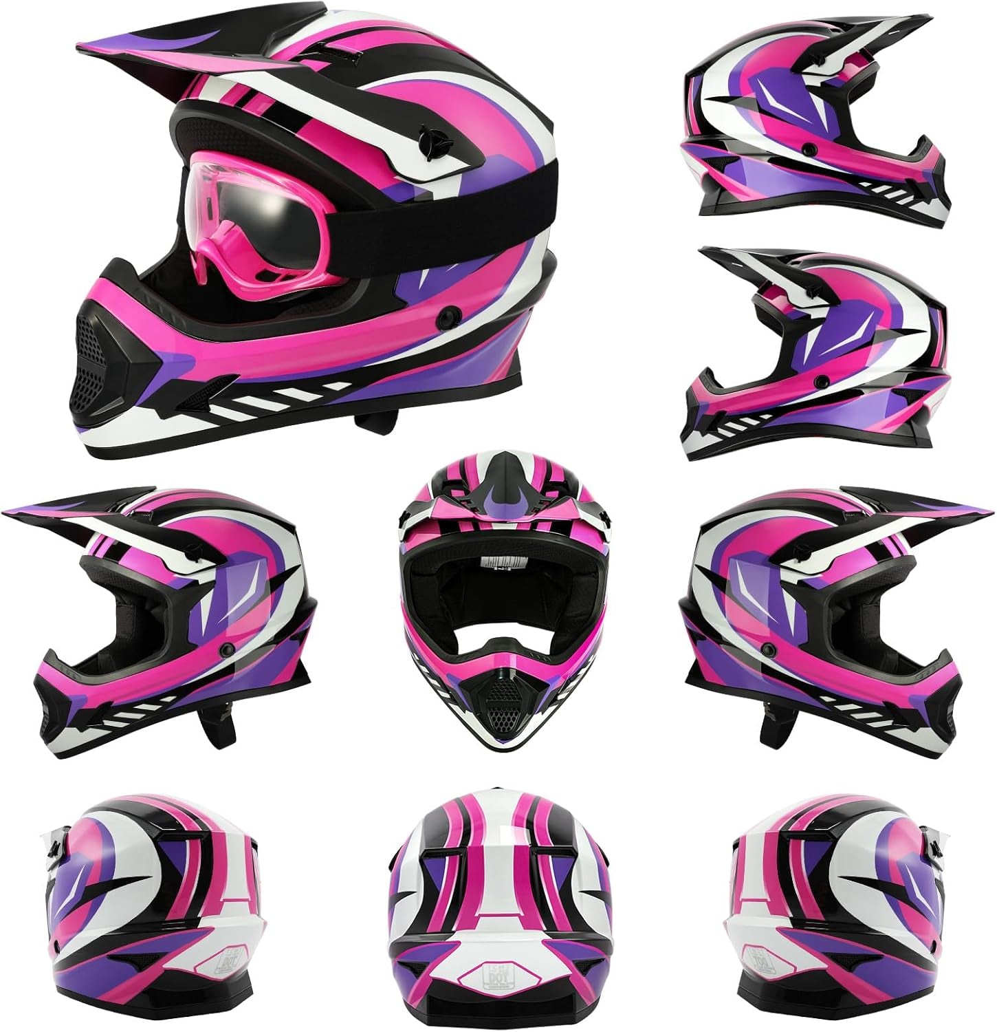 Dot Youth Kids ATV Motorcycle Helmets Full-Face Kids Helmet with Adjustable Chin Strap for Boys and Girls Kids Dirt Bike BMX Cycling W/Goggles+Gloves
