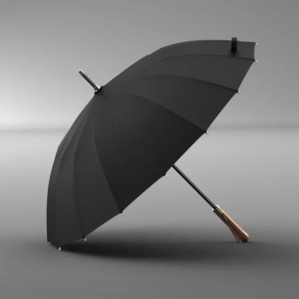 Luxury 16K Long Umbrella Men Windproof Wooden Automatic Umbrella Rain Women Strong Big  Umbrella Sun Golf Parasol Outdoor