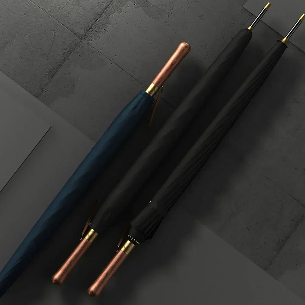 Luxury 16K Long Umbrella Men Windproof Wooden Automatic Umbrella Rain Women Strong Big  Umbrella Sun Golf Parasol Outdoor