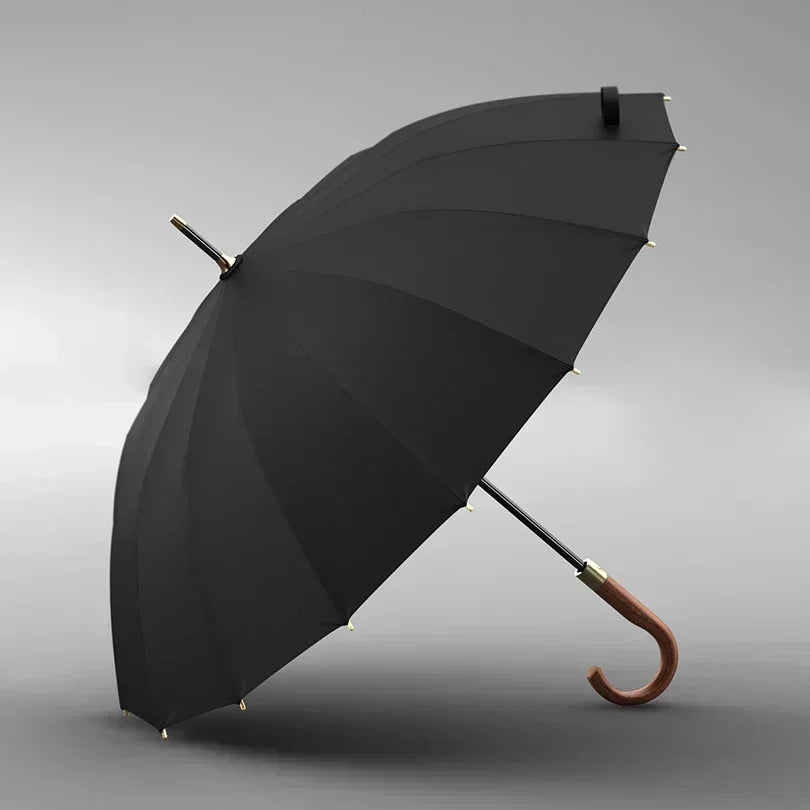 Luxury 16K Long Umbrella Men Windproof Wooden Automatic Umbrella Rain Women Strong Big  Umbrella Sun Golf Parasol Outdoor