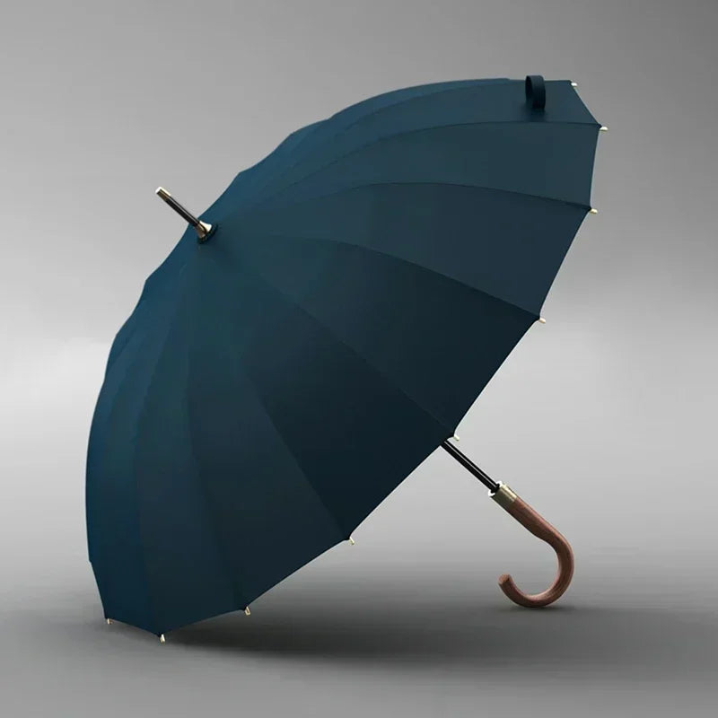 Luxury 16K Long Umbrella Men Windproof Wooden Automatic Umbrella Rain Women Strong Big  Umbrella Sun Golf Parasol Outdoor