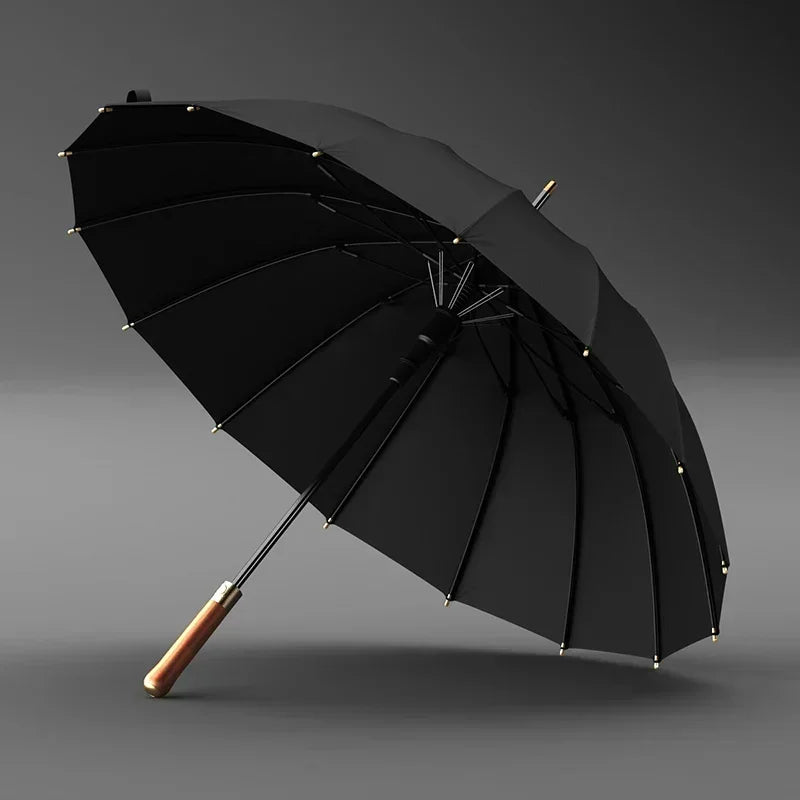 Luxury 16K Long Umbrella Men Windproof Wooden Automatic Umbrella Rain Women Strong Big  Umbrella Sun Golf Parasol Outdoor