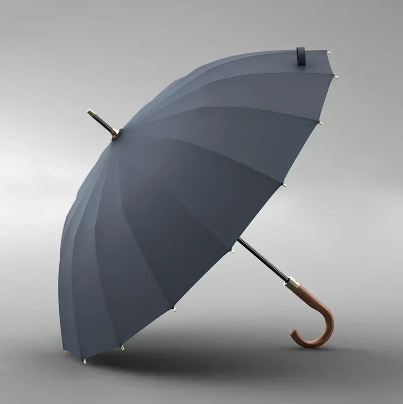 Luxury 16K Long Umbrella Men Windproof Wooden Automatic Umbrella Rain Women Strong Big  Umbrella Sun Golf Parasol Outdoor