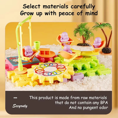 Electric Track Gears Building Blocks Puzzle Toy Model Plastic Kid House Educational Construction Toys for Children Birthday Gift