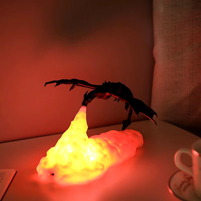 3D Printed Fire Dragon Lights, LED USB Rechargeable Desktop Lamp for E-Sport Child Gifts Murder Mystery Game Camping Gaming Deco