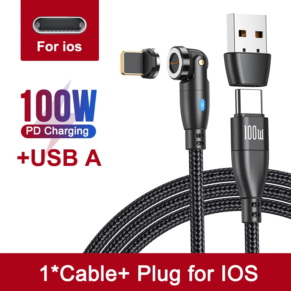 100W Magnetic USB Type C Cable 5A Fast Charging Micro Type C Cable for Macbook Samsung for Iphone Magnet Charger Wire Cord