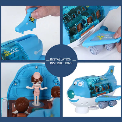 Electric Kid Transformation Aircraft Toys Car Deformation Plane Model Music Simulation Boy Children Traffic Toy Christmas Gifts