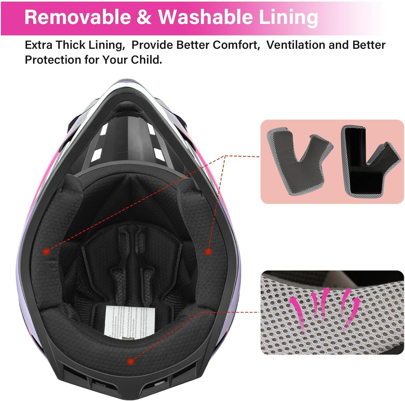 Dot Youth Kids ATV Motorcycle Helmets Full-Face Kids Helmet with Adjustable Chin Strap for Boys and Girls Kids Dirt Bike BMX Cycling W/Goggles+Gloves