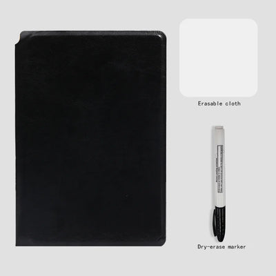A5 Reusable Whiteboard Notebook Set with Whiteboard Pen Erasing Cloth Leather Memo Pad Weekly Planner Portable Stylish Office