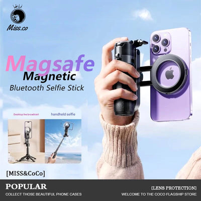 4-in-1 Multifunctional Selfie Stick with Wireless Remote Control, Magnetic Cell Phone Clip, and 360° Rotation